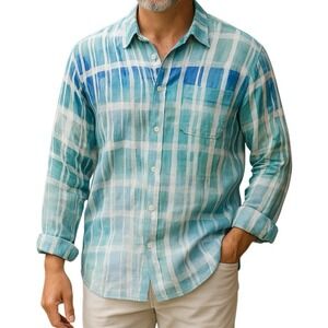 Tommy Bahama Okeechobee Linen Shirt Mens XXL‎ Blue Vacation Tropical Breathable